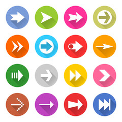 Arrow sign web icon set flat style