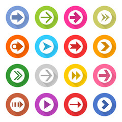 Arrow sign web icon set flat style