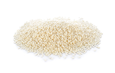 pile of white sesame on white background