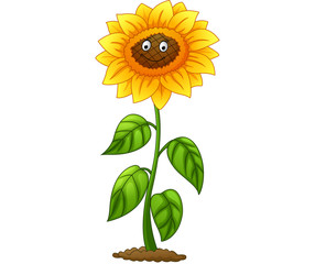 Cartoon happy sunflower