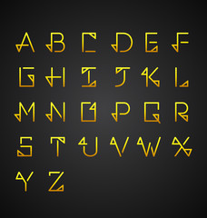 Vector Gold Alphabet Set-Vector Illustration