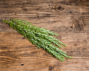 Bundle of fresh roasemary on a table