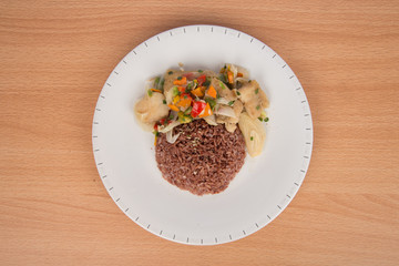 Fresh Fried fish no oil with blackpaper and brown rice clean food for health