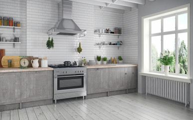 Interieur einer skandinavische, nordische Küche - Wohnung