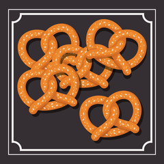 pretzel bread bakery food traditional icon. Colorful frame and Flat design. Vector illustration