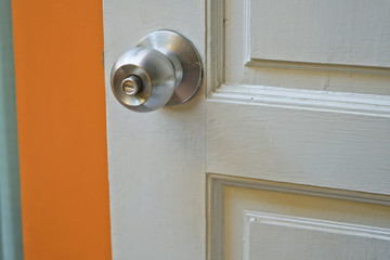 Stainless steel door knob.