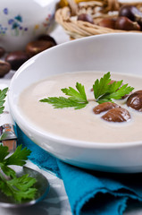 Cream soup of pureed chestnuts