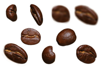 Coffee beans, Isolated on white background.
