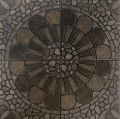 pattern,vintage floor texture of ceramic tile is public or general pattern in temple, THAILAND