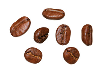 Coffee beans, Isolated on white background.