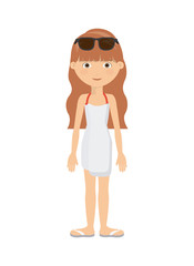 girl glasses kid swimming cloth cartoon summer icon. Isolated colorful and flat design. Vector illustration