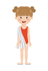 girl kid swimming cloth cartoon summer icon. Isolated colorful and flat design. Vector illustration