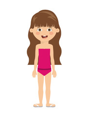 girl kid swimming cloth cartoon summer icon. Isolated colorful and flat design. Vector illustration