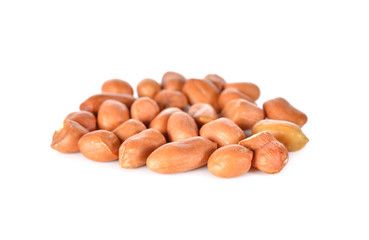 dry peanuts on white background