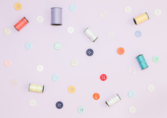 Colorful bottons and thread background