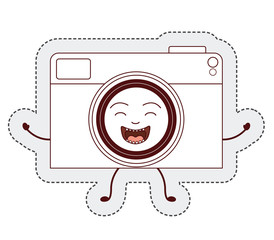 camera cartoon sticker face happy icon. Isolated and Flat design. Vector illustration