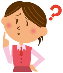 疑問な表情をしているオフィスレディーのイメージイラスト（上半身）