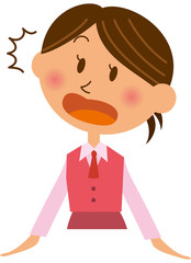 ビックリした表情をしているオフィスレディーのイメージイラスト（上半身）