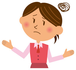 困ったポーズをするオフィスレディーのイメージイラスト（上半身）