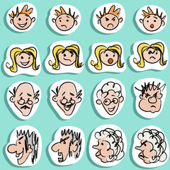 Family Doodles Emoticons stickers set