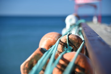 Green rope with floats life fishing buoy