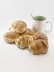 Breads and coffee cup