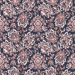 Vintage flowers seamless pattern. Ethnic floral vector background