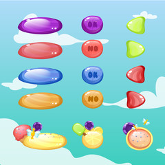Cartoon sweet buttons. Vector game ui.
