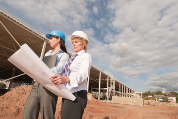 Two engineers at  construction site