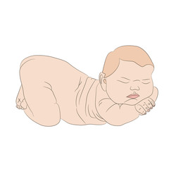 Cute sleeping baby on a white background.