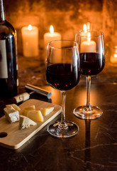 wine and a fire