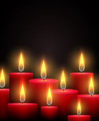 Vector illustration with red candles on black background