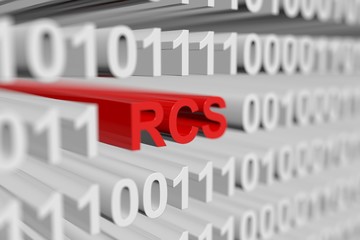RCS as a binary code with blurred background 3D illustration - obrazy, fototapety, plakaty