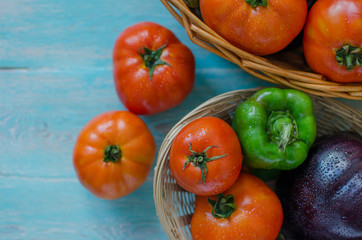 Vegetables in the basket.