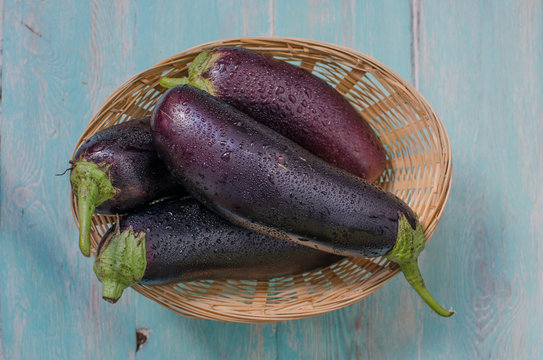 Eggplant in a basket.