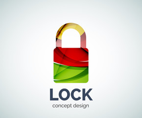 Lock logo business branding icon, created with color overlapping elements