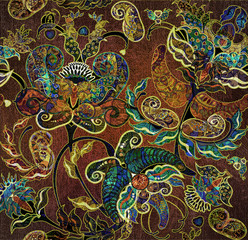floral shabby exotic oriental pattern motley