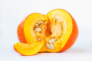 Fototapeta na wymiar fresh ripe pumpkin over white background