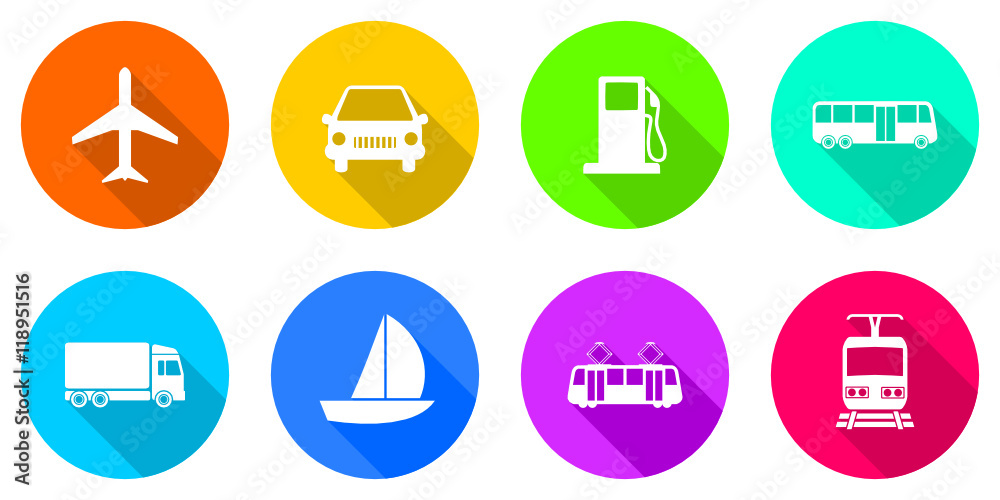 Poster flat design transportation vector icon set