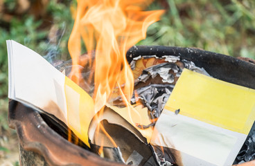 Burning paper silver and gold in chinese festivals