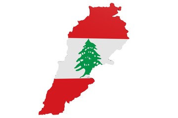 3D map of Lebanon in the colors of the national flag