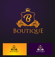 Elegant Luxury Monogram Logo or Badge template with Royal Crown - Perfect for luxurious branding projects