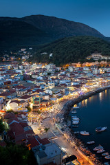 The harbor of Parga by night, Greece, Ionian Islands