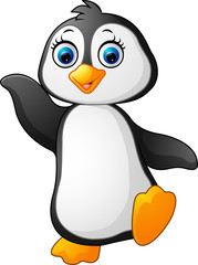 Cute funny penguin waving