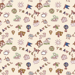 Travel seamless pattern  with  doodles icons
