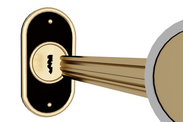 Key with lock cylinder, 3d illustration