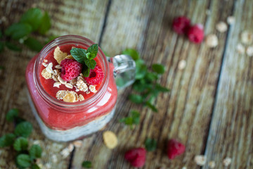 Chia pudding with raspberry