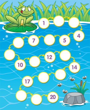 Vector Illustration of Education Numbers game Frog to food