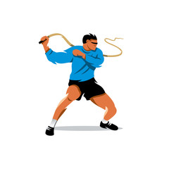 Vector Man with whip Cartoon Illustration.