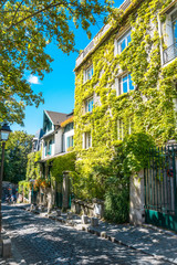 beautiful view Parisian streets in Montmartre, paris France